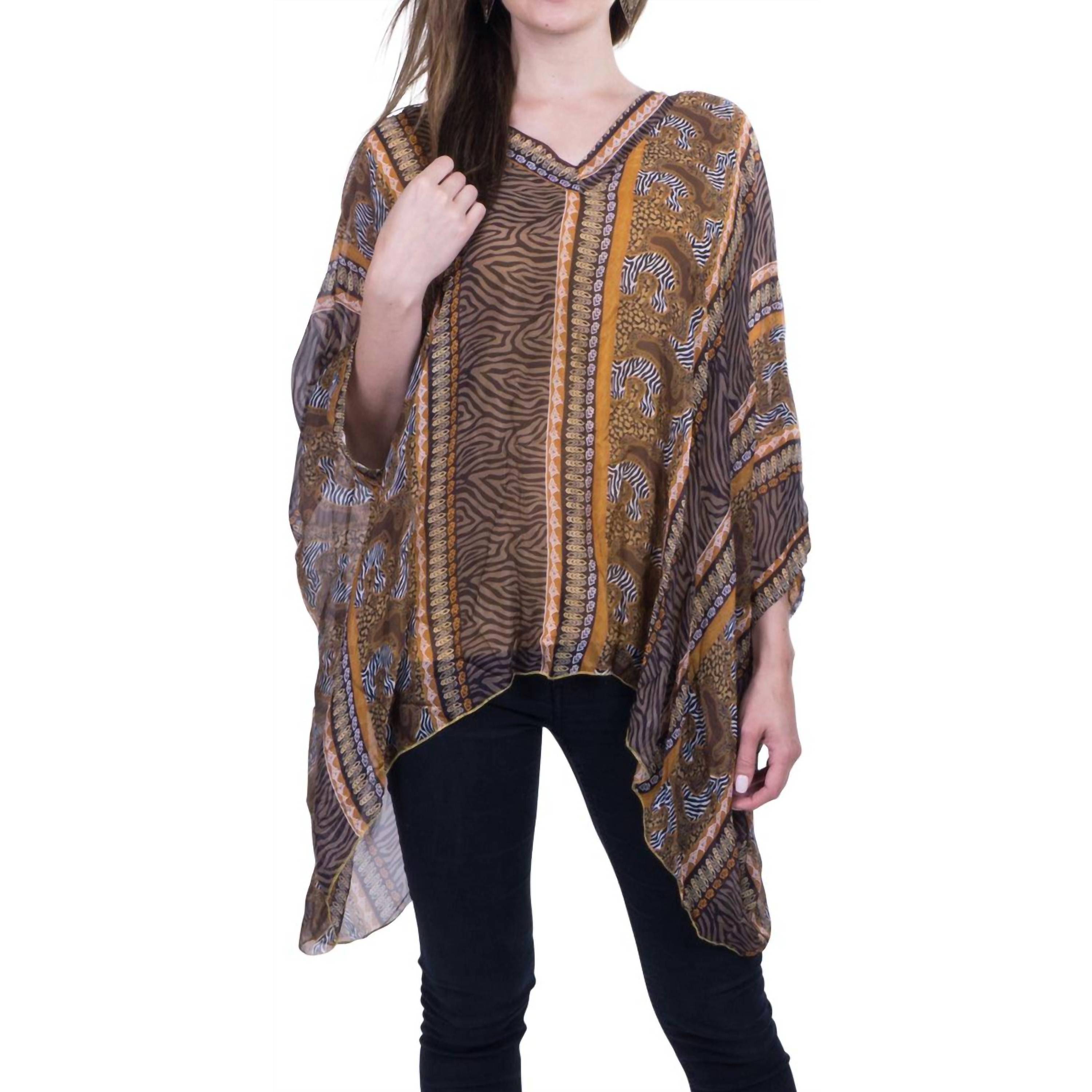 New Gigi Moda Seta Vee Tribal Kaftan Top In Mustard